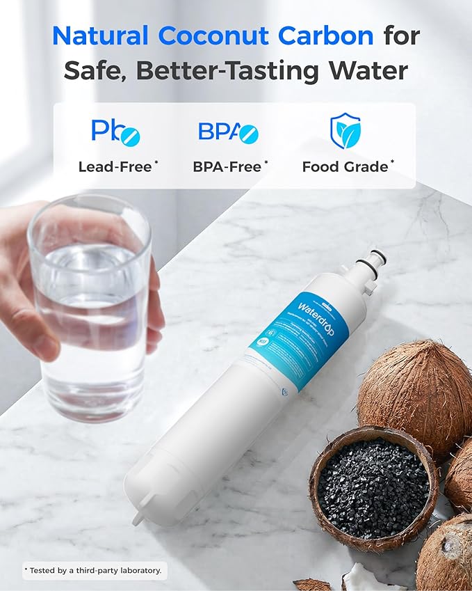 Waterdrop WD-F19C Replacement for GE® RPWFE®, RPWF (Built-in CHIP) Refrigerator Water Filter, Compatible with GFE28GYNFS, GFE28GELDS, PFE28KELDS, PFE28KYNFS, GFD28GELDS, PWE23KELDS, 3 Filters