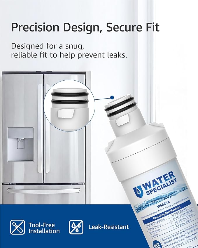 Waterspecialist LT1000PC ADQ747935 Replacement for LG® LT1000P®, ADQ747935, LFCC22426S, LRFXS2503S, LMWS27626S, LRDCS2603S, 6 Month 200 Gallon Refrigerator Water Filter and LT120F® Air Filter, 3 Combo