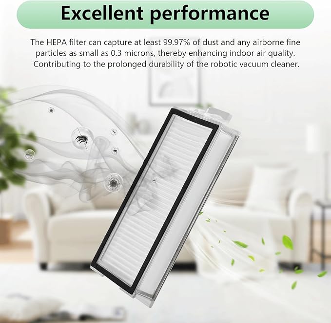 4 Pack Washable Filter For Roborock Q5 Pro/Pro+(Plus)/ Max+(Plus)/ DuoRoller+, Q7/ Q7+, Q7 Max/Max+, Q8 Max/Max+ Robot Vacuum Cleaner Accessories Replacement Part True HEPA Filter For Robotic