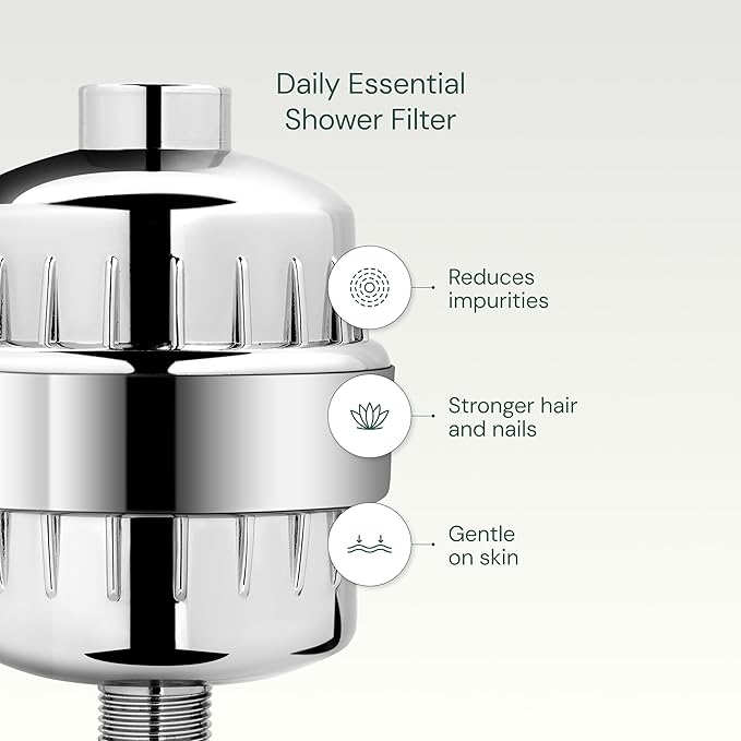 AquaBliss High Output Universal Shower Filter with Replaceable Multi-Stage Filter Cartridge – Transform Itching, Eczema & Acne into Glowing Hair, Nails & Skin Fast - Chrome (SF220)