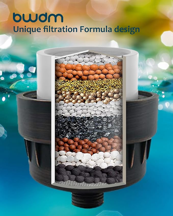 Shower Filter,Hard Water filter Shower Head Filter 15 Stage Cartridge Remove Chlorine Heavy Metals and Other Sediments,Vitamin C Water Softener Reduces Dry Itchy Skin,Dandruff BWDM(Oil-Rubbed Bronze)