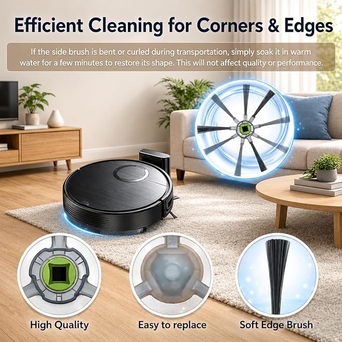 14Pack YUJINRU Replacement Parts Accessories Kit Compatible with UMMUND T7S Robot Vacuum.4 Mop Pads, 4 Filters, 6 Side Brushe