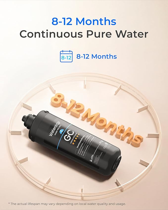 Waterdrop WD-10GC Water Filter Replacement for Waterdrop TSA & TSB & TSA-UF & TSB-CM & TSB-ALK 3-stage Under Sink Water Filter System, 8-12 months Under Sink Water Filtration System, 1 Pack