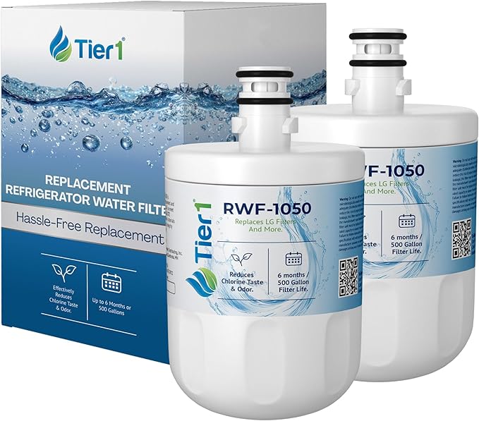 Tier1 RWF1050 5231JA2002A Refrigerator Water Filter | Replacement for LG LT500P & Kenmore 9890 Fridge Filter - Up to 12 Months Supply | Easy Install | Odor Control | Enjoy Great Tasting Water (2-pk)