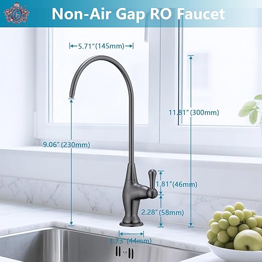 Stainless Steel Sink Drinking Water Faucet, Sink Water Filter System, Suitable for Most Reverse Osmosis or Water Filtration Systems, Stainless Steel Reverse Osmosis Faucet for Kitchen Bar, Grey