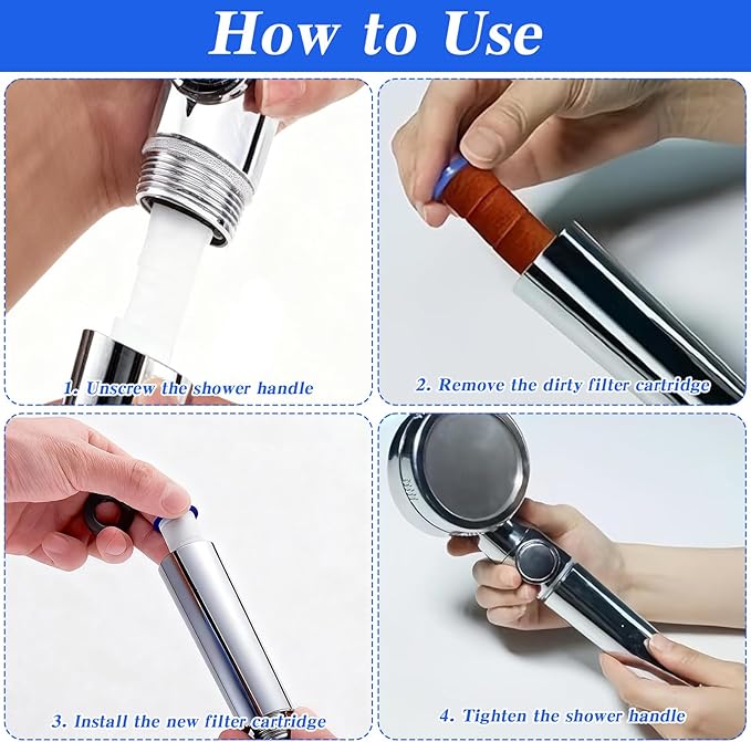 10 Pcs Shower Head Filter Replacement, 2.95"x0.94" Shower Head Filters, PP Cotton Showers Heads Filter Element Handheld Showerhead Filters