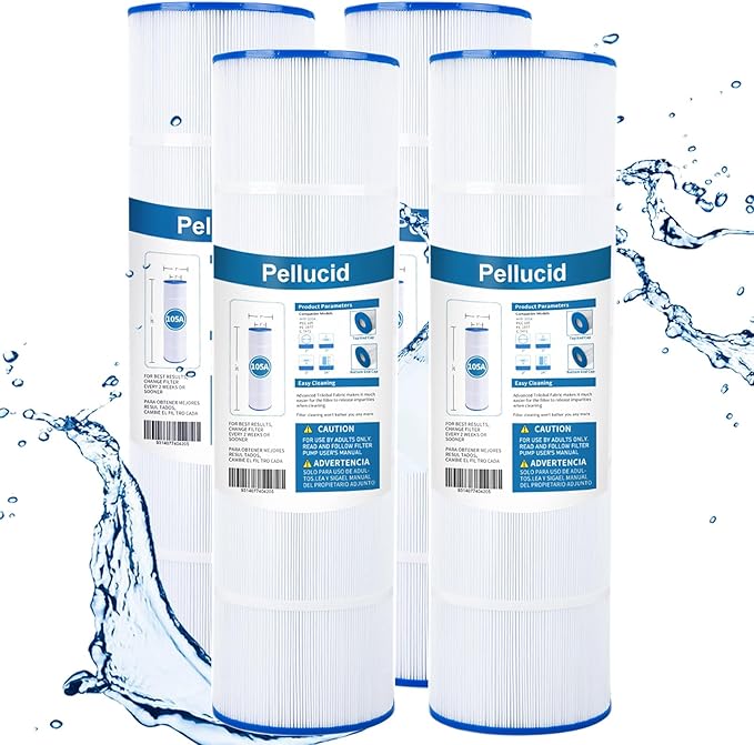 PELLUCID CCP420 Pool Filter Compatible with Pentair Clean and Clear Plus 420, Pleatco PCC105-PAK4, Pentair 178584, Ultral-A6, Unicel C-7471, R173576, 817-0106, Filbur FC-1977, 4 X 105 sq.ft. 4 Pack