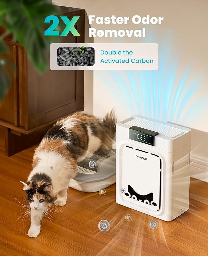 oneisall Air Purifiers for Home Pets with Double-Sided H13 HEPA Washable Filters, Large Rooms Up to 2200Ft², Air Purifier for Dander,Odors, Pet Fluff Hairs,Smoke,Dust,PP02
