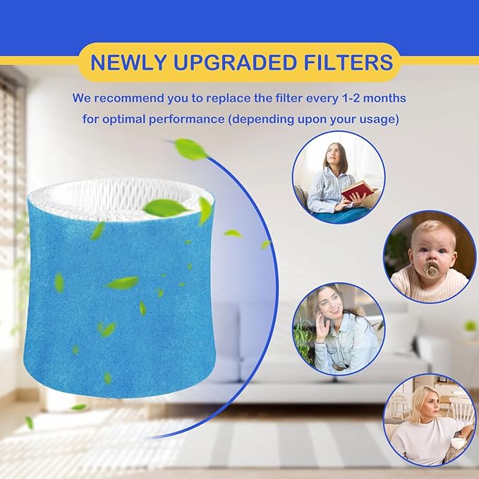 Humidifier Wicking Filter Replacement 2.0 Compatible with Canopy Bedside and Nursery Humidifier 2.0, Wood Pulp & Paper Filter, 6 Pack (Blue)