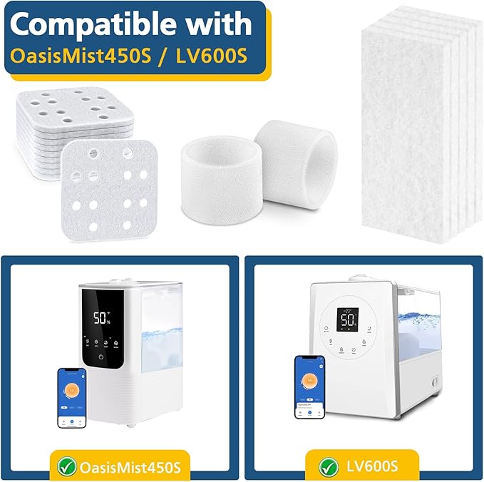 10 Pack Humidifier Replacement Filters, 10 Pack Absorption Pads and 10 Pack Aroma Pads, Compatible with LEVOIT LV600S OasisMist450S Humidifier