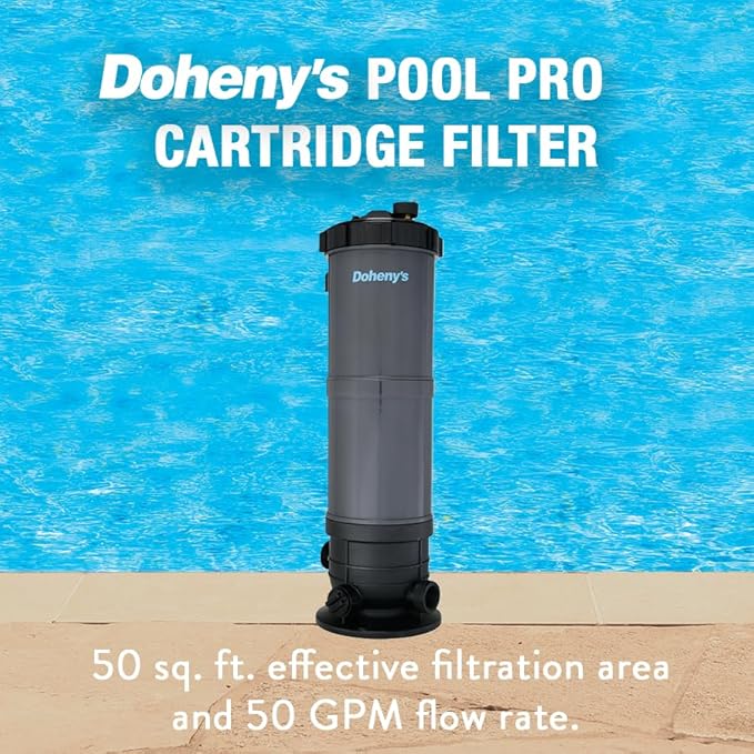 Doheny's Pool Pro Cartridge Filter Tank for Above-Ground Swimming Pools | 50 Sq. Ft. Filter Only | Extra-Large Non-Woven Cartridge for Clear Water & Max Flow |Durable Thermoplastic