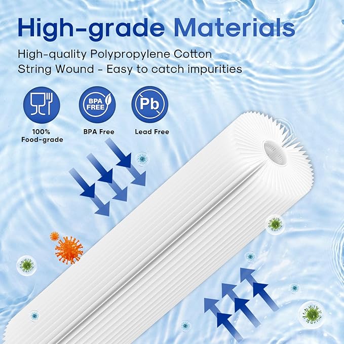 10" x 2.5" Pleated Sediment Water Filter Cartridge Replacement Any 10 inch RO Unit, Compatible with R50, Dupont WFPFC3002, Whirlpool WHKF-WHPL, GE FXWPC, Hydronix SPC-25-1050, FM-50-975 4PACK