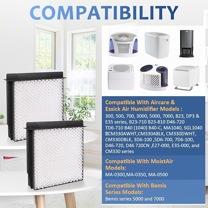 EAGLEGGO 4 Pack, 1040 Humidifier Wick Filter For Bemis Essick Air B40, B40-C, Products Models D46-720, 5D6-700, 5D6700, 7000, B23, E35, and E35 000, CM330 Series.