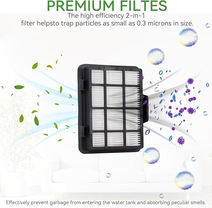 Replacement Filters Compatible with Eureka NEN180 NEN186BL Bagless Canister Vacuum Cleaner - 2 Pack Replacement Filters, 1 Cleaning Brush(It's Not Dust Cup Filters)
