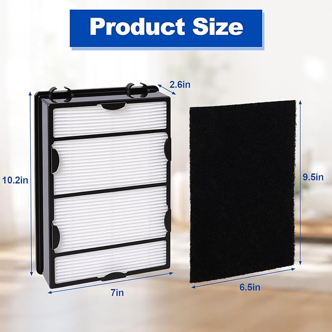 Poweka HAPF600 HEPA Replacement Filter and Carbon Pre-Filters Compatible with Holmes HAPF600D HAP615 HAP625 HAP650 HAP675RC HAP725 HAP750 HAP1625 – Helps Capture Dust, Pet Hair & Smoke Odors - 4 Packs