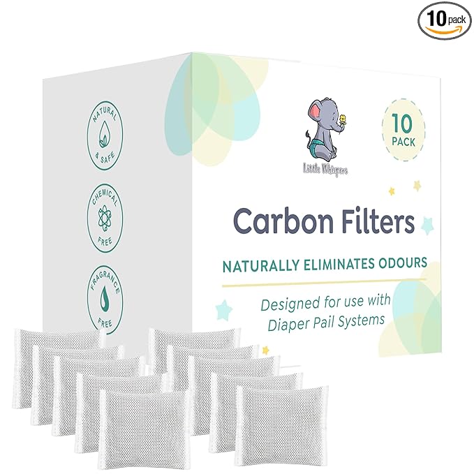 LittleWhispers Diaper Pail Odor Absorber -10 Pack - Carbon Filter Refills - Compatible with Diaper Genie Systems