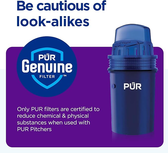 PUR 7-Cup Water Pitcher, 1 Genuine Filter, Cleaner, Great-tasting Water, Dishwasher Safe, Powerful, Faster Filtration, LockFit Cap Design - Lime