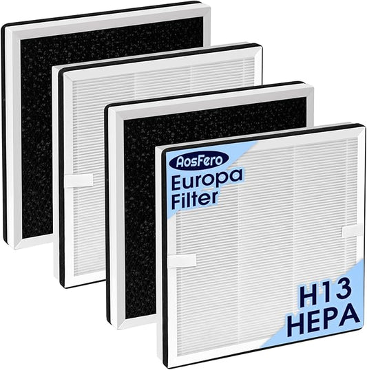 Europa Air Filter Compatible with Afloia Europa Air Purifiers, 3-in-1 High Efficiency Replacement Filter, Activated Carbon for Hair,Dander,Odor,Dust,Smoke and Pollen, 4 Pack