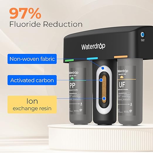 Waterdrop WD-TSA-UF 0.01 μm Ultra Filtration Under Sink Water Filter, 9 Stage Under Sink Water Filtration System, Reduces Chlorine, Taste and Odor, Fluoride, Connects Directly to Your Faucet