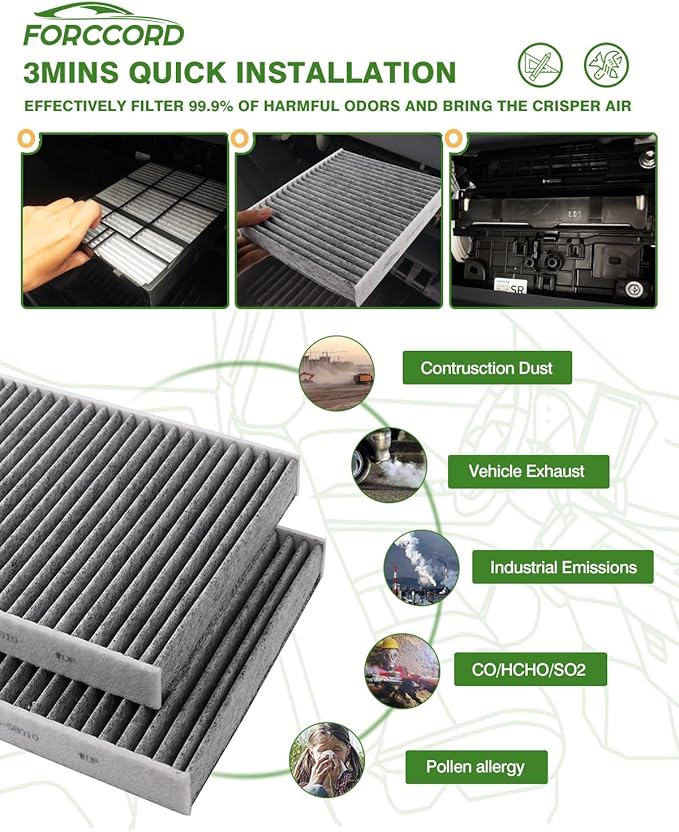 2-Pack HEPA Cabin Air Filter Fits for TOYOTA Camry Corolla Highlander Prius RAV4 Activated Carbon Cabin Filter Replacement CF12157 Car Accessories