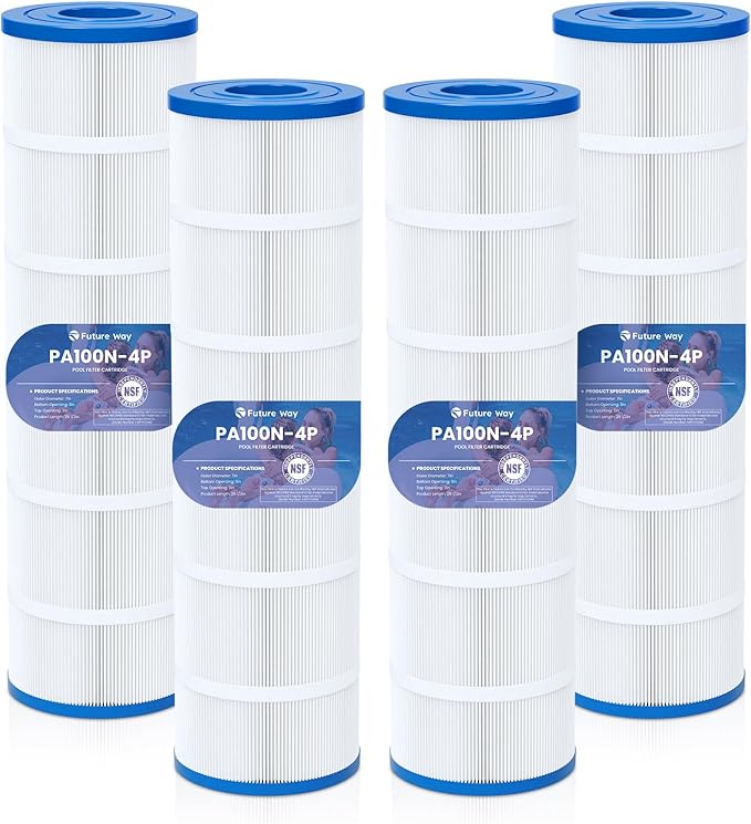Future Way PA100N Pool Filter Cartridges Replacement for Hayward C4000, C4000S, C4020, Replaces Hayward CX870RE, CX870-XRE, Pleatco PA100N, Unicel C-7487, FC-1270, NSF/ANSI 50, 400 sq.ft, 4-Pack