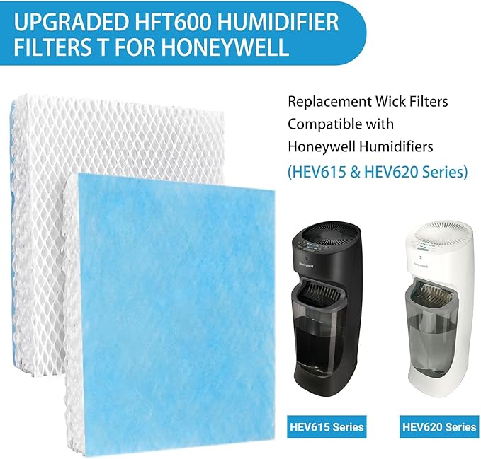Lemige 6 Pack HFT600 Humidifier Filters T Compatible with Honeywell Humidifier HEV615 and HEV620, Compare to part HFT600T HFT600PDQ, Upgraded HFT600PF1 Replacement Wicking Filter T