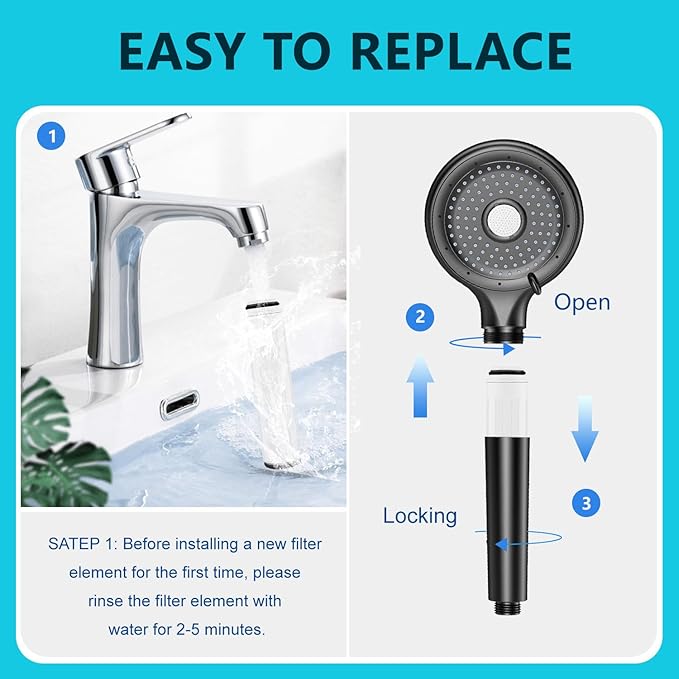 Shower Filter Replacement Cartridge for FEELSO Handheld Shower Head - 4 Pack Multi Stage Water Softener Filters for Hard Water(4pcs)