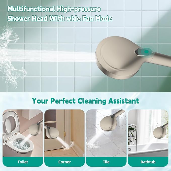 Hibbent Filtered Shower Head with Handheld, High Pressure 10 Spray Showerhead with 3 Filters, Water Softener for Hard Water-Remove Chlorine, Reduces Dry Itchy Skin, Improve Skin& Hair, Brushed Nickel