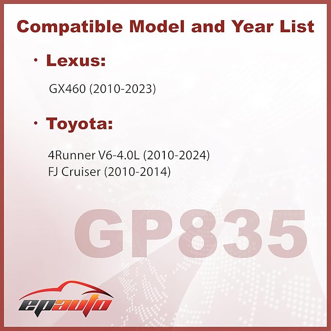 EPAuto GP835 (CA10835) Engine Air Filter, Replacement for Lexus GX460 (2010-2023), Toyota 4Runner V6 4.0L (2010-2024), FJ Cruiser (2010-2014) - Rigid Panel Filter for SUV Engine Protection