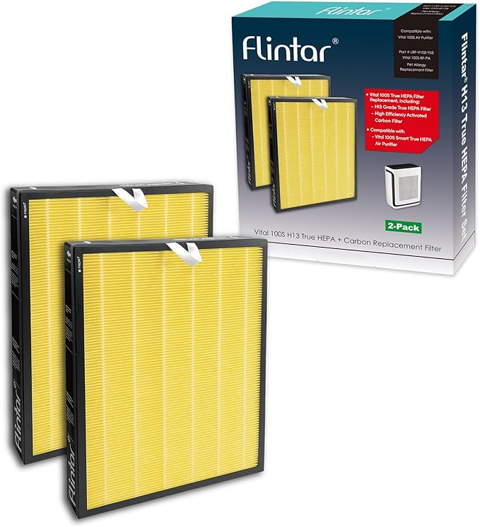 Vital 100S Pet Allergy Replacement Filter, Compatible with LEVOIT Vital 100S Air Purifier, H13 True HEPA + Activated Carbon Replacement filter, Part # Vital 100S-RF-PA, 2-Pack