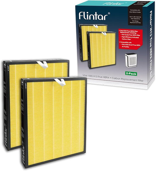 Vital 100S Pet Allergy Replacement Filter, Compatible with LEVOIT Vital 100S Air Purifier, H13 True HEPA + Activated Carbon Replacement filter, Part # Vital 100S-RF-PA, 2-Pack