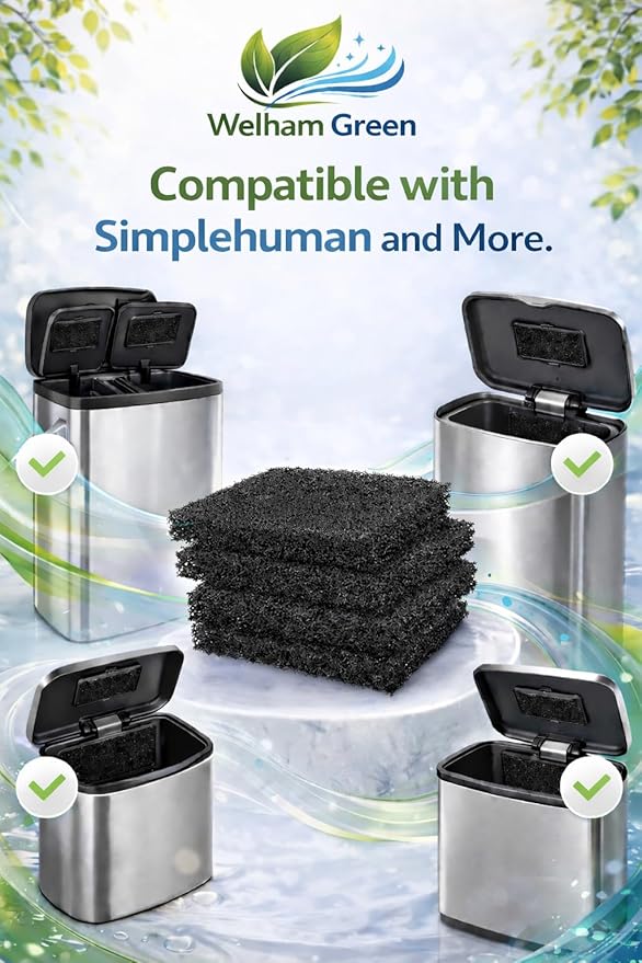 Universal Active Carbon Trash Can Filter Refill Pack (4-Pack) Aftermarket Filter. Naturally Removes Smelly Trash Odors. Fits Most of The Popular Trash Can Models