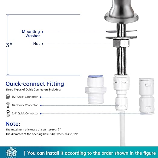 Sink Drinking Water Faucet, Sink Water Filter System, Suitable for Most Reverse Osmosis or Water Filtration Systems, Stainless Steel Reverse Osmosis Faucet for Kitchen Bar, Brushed Nickel