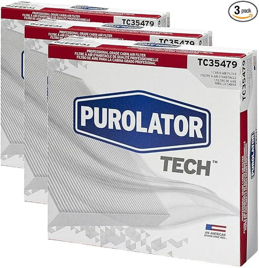 Purolator TC35479 PurolatorTECH Cabin Air Filter Compatible With Toyota Camry, Sienna, 4Runner, Prius, FJ Cruiser, Avalon, Solara, Subaru Outback, Legacy, Lexus RX350 and ES330 (Pack of 3)