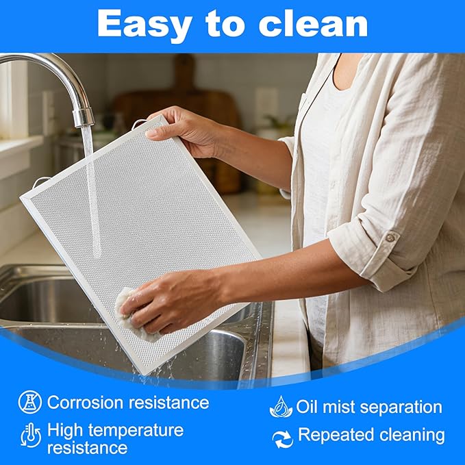 S99010430-002 Range Hood Filter Replacement, Fits Broan Nutone, 13-7/8" x 15-3/4" x 3/8", Upgrade 5-layer Aluminum Grease Filter,Easy Install&Washable & Reusable by ENKTIK (2-Pack)
