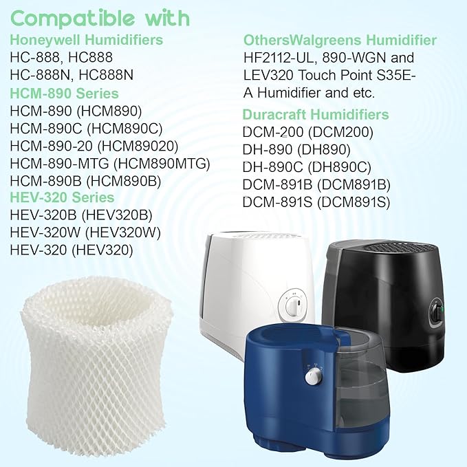 Humidifier Filters Replacement for Honeywell HC888, HC-888N, Filter C, HCM-890, HEV-320 Series, Compatible with Duracraft DCM-200, DH-890, 4 Pack