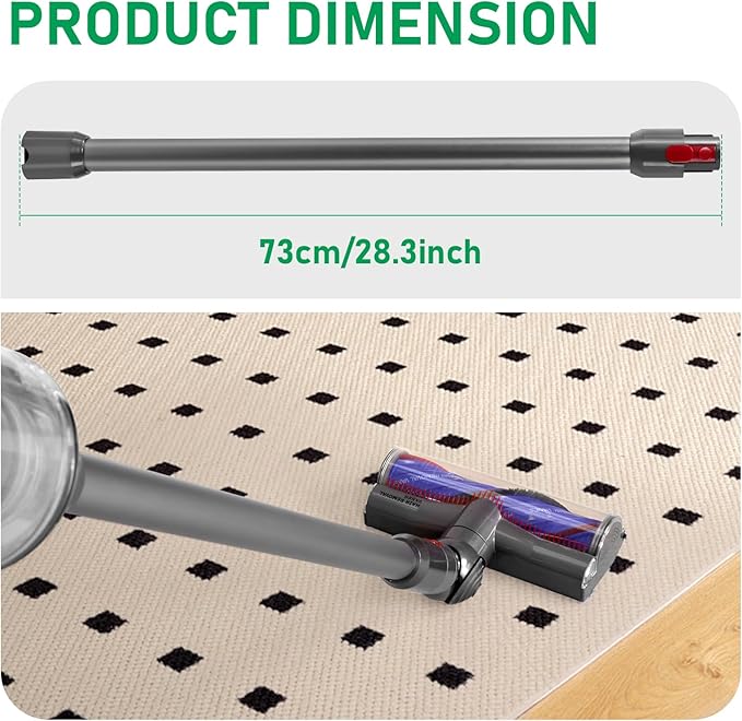 Replacement Extension Wand Tube Quick Release Compatible with Dyson V15 V11 V10 V8 V7 Vacuum Accessories Parts, 28.7in Extension Cleaner Attachment for Home Office Grey