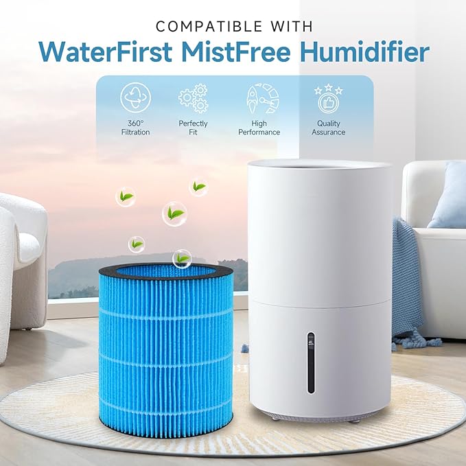 Polymer Fiber Filter for WaterFirst & Lamon MistFree Humidifier, High-Efficiency Filter Dust, Large Particles, 2 Pack