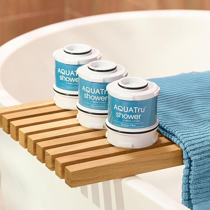AquaTru Shower Filter High-Output Replacement Cartridge | Triple-Stage Filter Helps Reduce Chlorine, Chloramine, and Other Harmful Contaminants for Soft and Healthy Skin and Hair