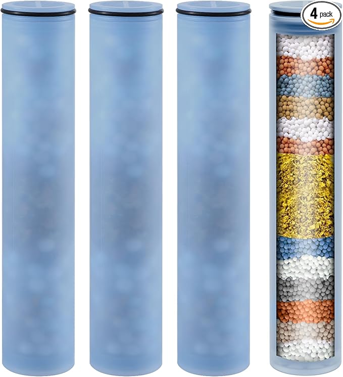 4 Pack Shower Head Filter Replacement Cartridge Compatible with MakeFit SSJ781/DSSJ781/DSSJ781-01& HOPOPRO HSF-002, Multi-Stage Shower Filtration Removes Chlorine, Fluoride and Heavy metals