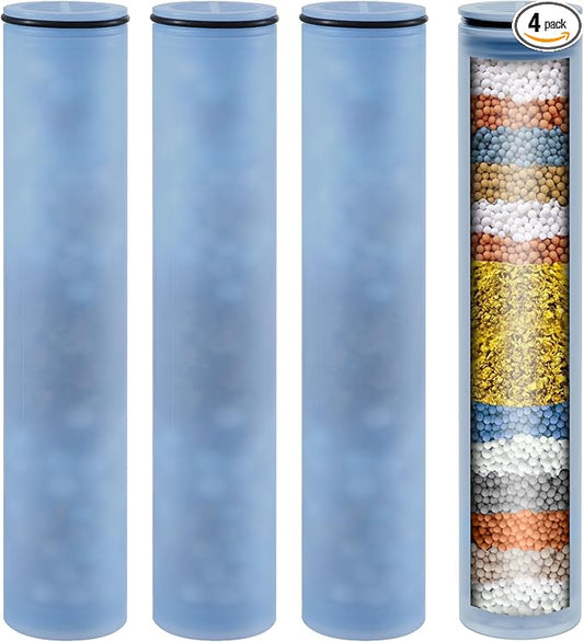 4 Pack Shower Head Filter Replacement Cartridge Compatible with MakeFit SSJ781/DSSJ781/DSSJ781-01& HOPOPRO HSF-002, Multi-Stage Shower Filtration Removes Chlorine, Fluoride and Heavy metals
