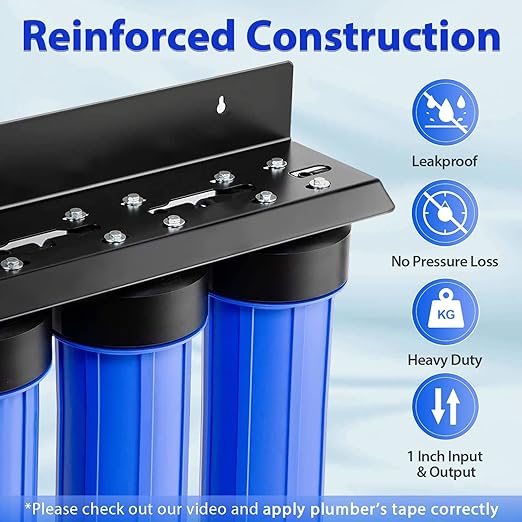 iSpring Anti-Scale Whole House Water Filter System w/Sediment, Polyphosphate, and Carbon Block Water Filters, 3-Stage Water Descaler and Water Filter, Model: WGB32B-DS