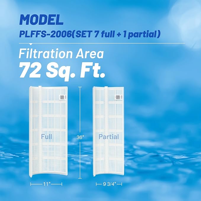 POOLPURE® FS-2006 DE Grid Pool Filter Replace 59003000, Hayward Pro-Grid DE7220, DEX7200DA, MicroClear DE7200, PFS3672, FC-9560, Unicel FS-2006, 72 Sq Ft DE Grid, 36" High, 7 Full+1 Partial