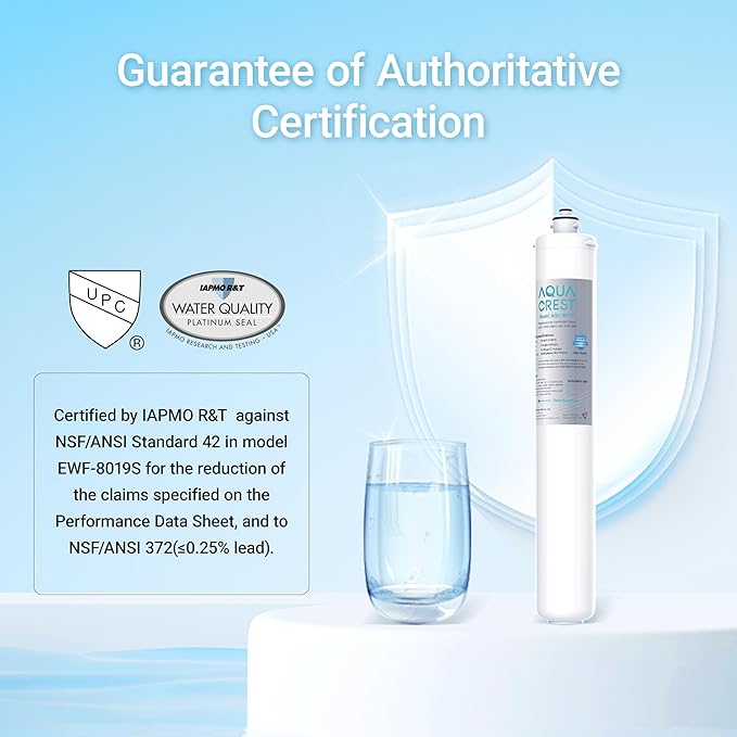 AQUA CREST I2000 2 Under Sink Water Filter, Replacement for Everpure I2000 2, EV9612-22, MC2, ESO7, MH2, EV9612-56, EV9607-25, EV9613-21, NSF/ANSI 42 Certified, 26000 Gallons