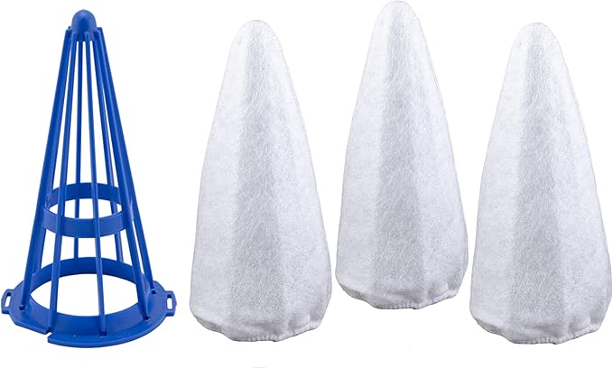 Replacement Vacuum Filter Cotton for Pool Blaster (3 Filter Cotton + 1 Blue Cone)