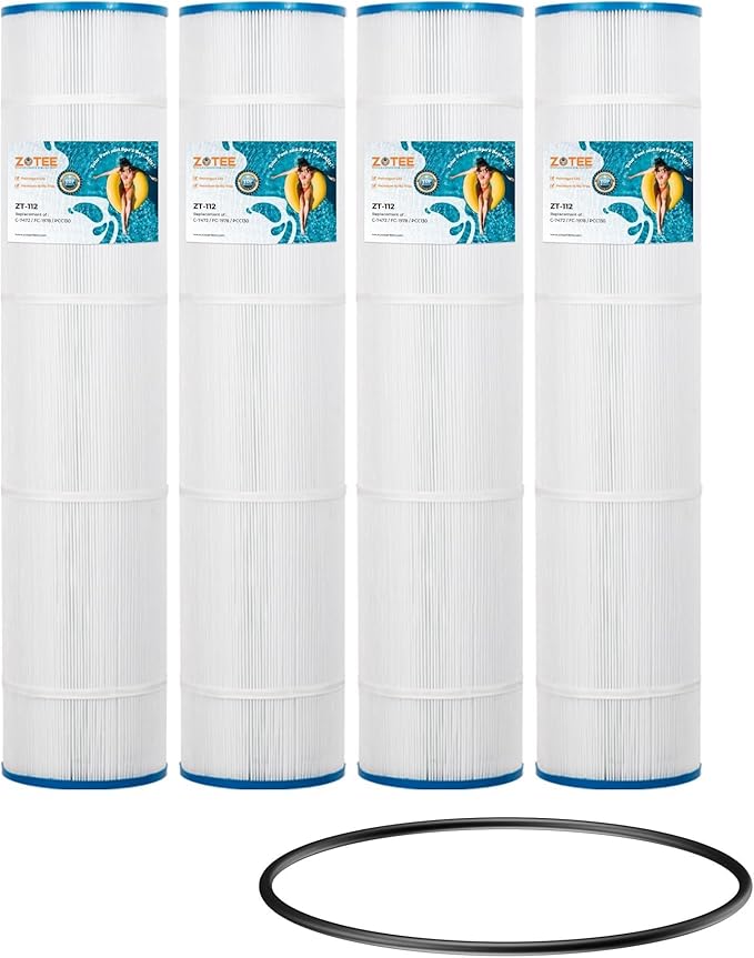 ZOTEE PCC130-PAK4 Pool Filter Cartridge Replaces Clean and Clear Plus 520, C-7472, Darlly 71252,FC-1978, 817-0143, PLFPCC130, 32-1/16" x 7" Pool Filter, 4 Pack+ O Ring