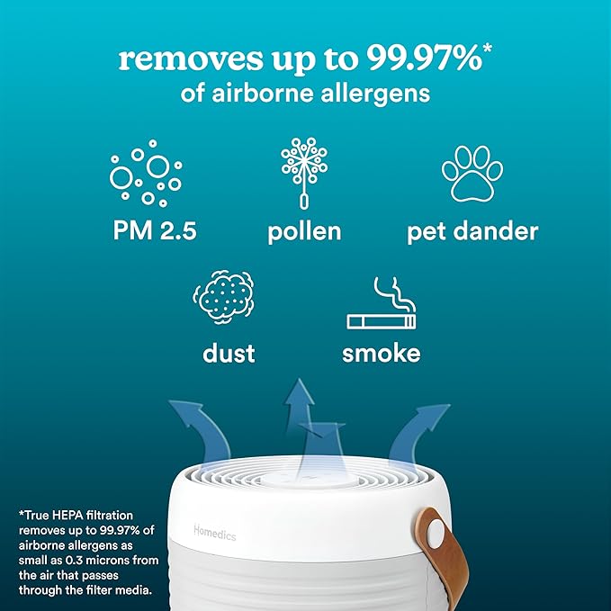 Homedics 3-in-1 True HEPA Replacement Filter, Air Purifier, Activated Carbon Filter, Dust Remover, Air Cleaner, Remove Household Odors, Remove Pet Odors (Pack of 2)