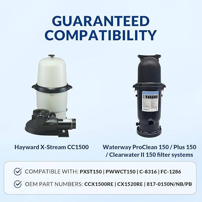Pool Filter Cartridge for Hayward Systems, Essential Series, Replacement for CCX1500RE CX1520RE PXST150, Compatible with X-Stream CC1500 C1502, Cylindrical Fabric, 150 Sq. Ft.