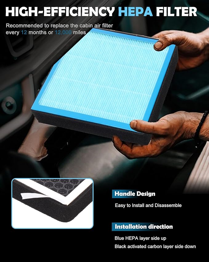 CF12150 Cabin HEPA Air Filter With Activated Carbon Compatible with Ford 2015-2025 Expedition F-150 F-250 F-350 F-450 F-550 Super Duty 2018-2025 Lincoln Navigator Replace# FL3Z-19N619-A