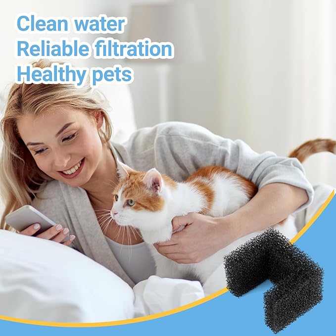 20 Pack Foam Filters Replacement for Pet Fountains Compatible with Petsafe Viva 64oz and 140oz, Sponge Multi-Layer for Cats and Dogs Daily Drinking, Blocks Hair and Residue Prevent Clogging
